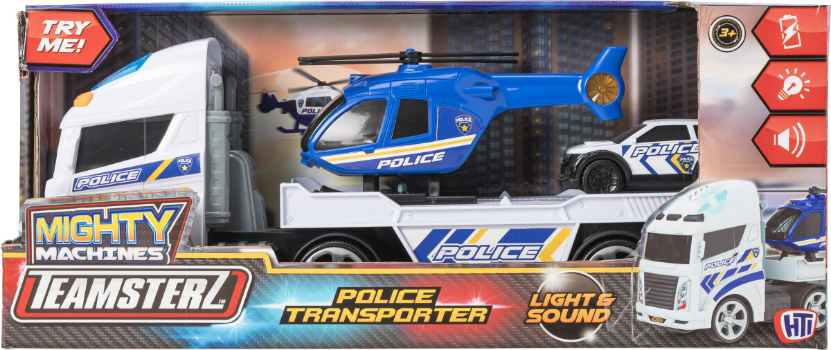 Teamsterz - Mighty Machines - Politi Helikopter Transporter Legetøj