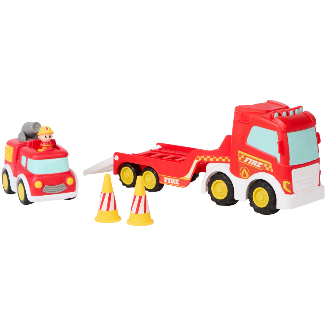 Teamsterz - Push Go Fire Transporter - Brandbiltransporter Sæt