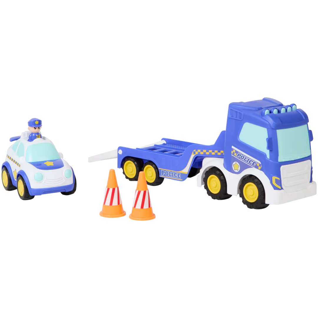 Tiny Teamsterz - Push Go Police Transporter - Politibil Legesæt