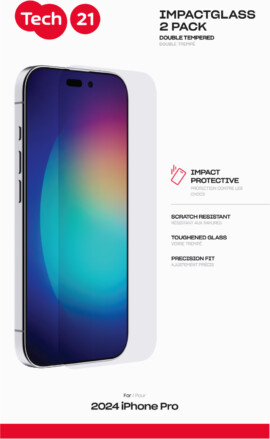 Tech21 - Impact Glass 2-Pack Extra Strong - Iphone 16 Pro