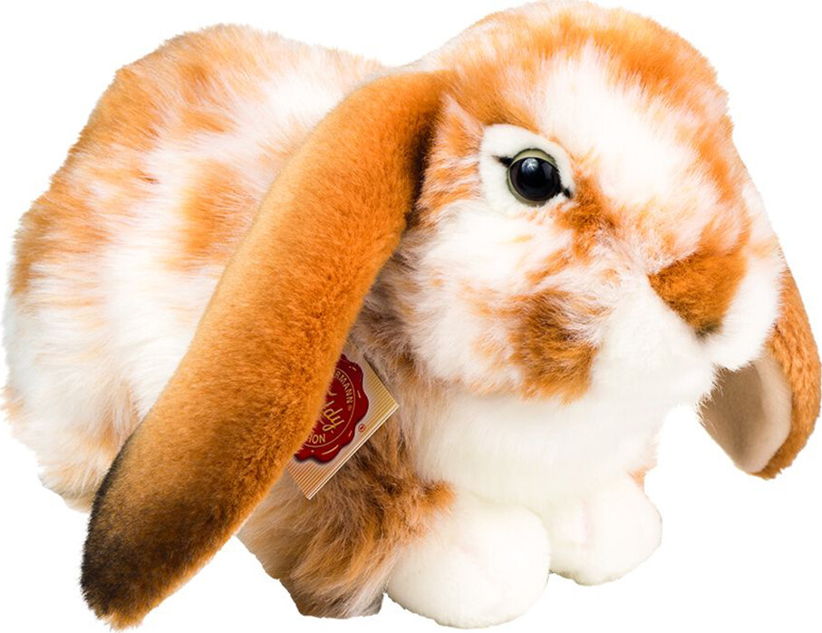 Teddy Hermann - Liggende Kanin Bamse - Brun Hvid - 30 Cm