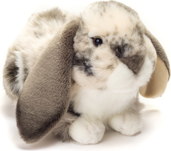 Teddy Hermann - Liggende Kanin Bamse - Grå Hvid - 30 Cm