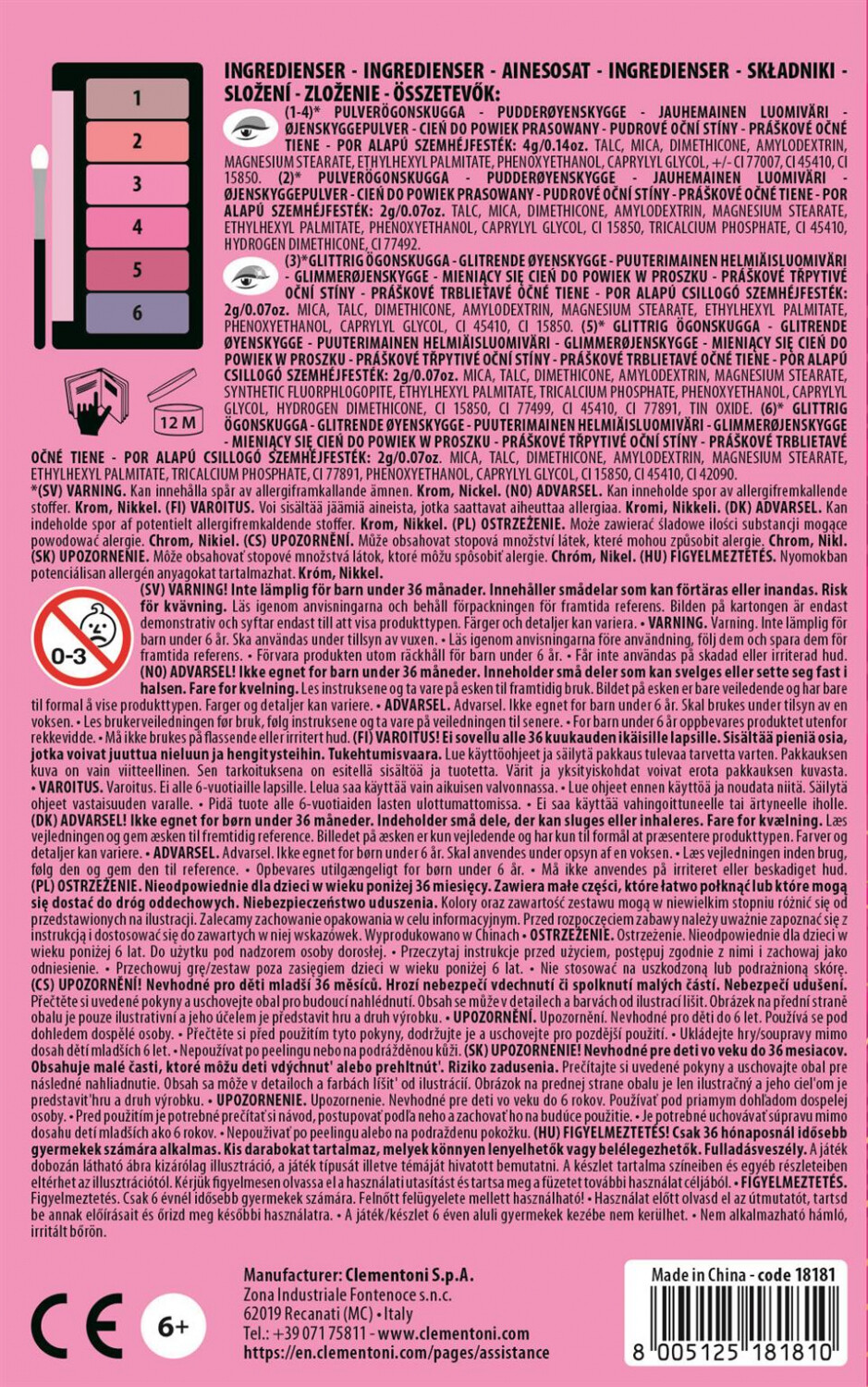Clementoni - Crazy Chic - Øjenskygge Til Børn - Assorteret