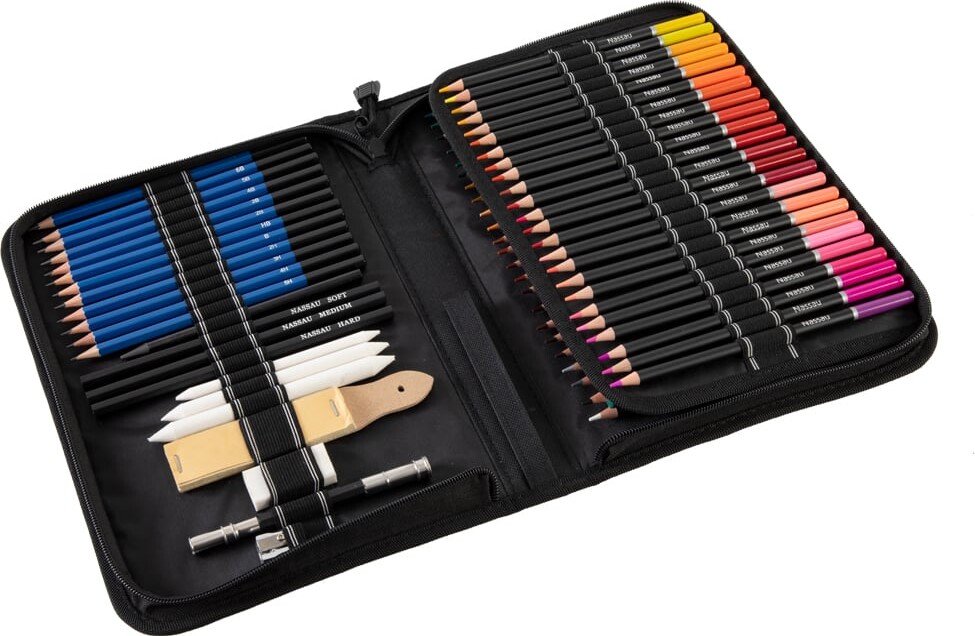 Tegne- Og Malesæt I Stofetui - 96 Dele - Nassau