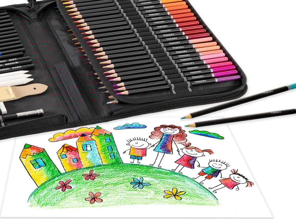 Tegne- Og Malesæt I Stofetui - 96 Dele - Nassau