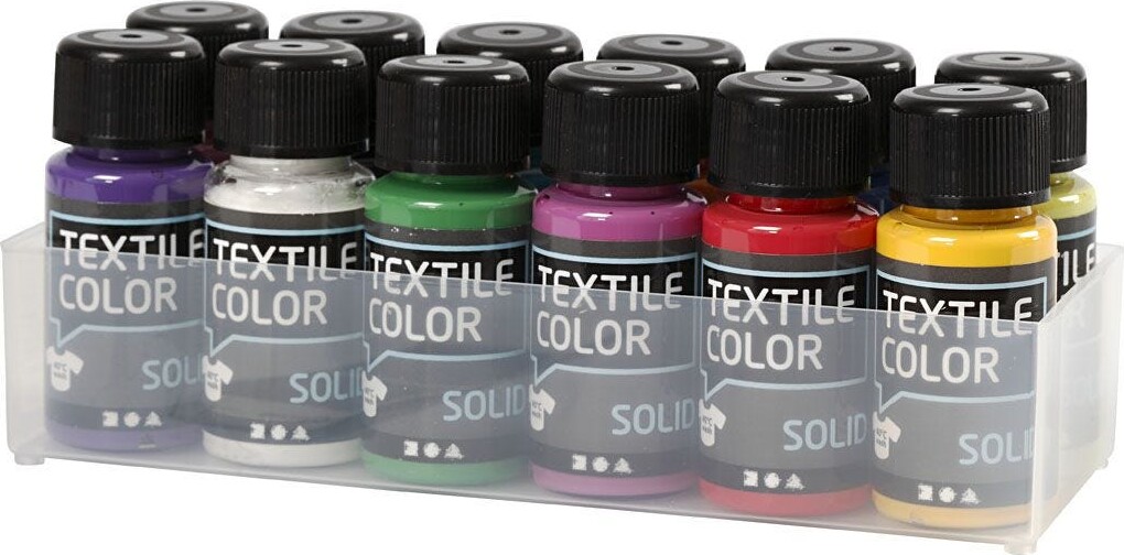 Tekstilmaling Sæt Med 12 Farver - A-Color
