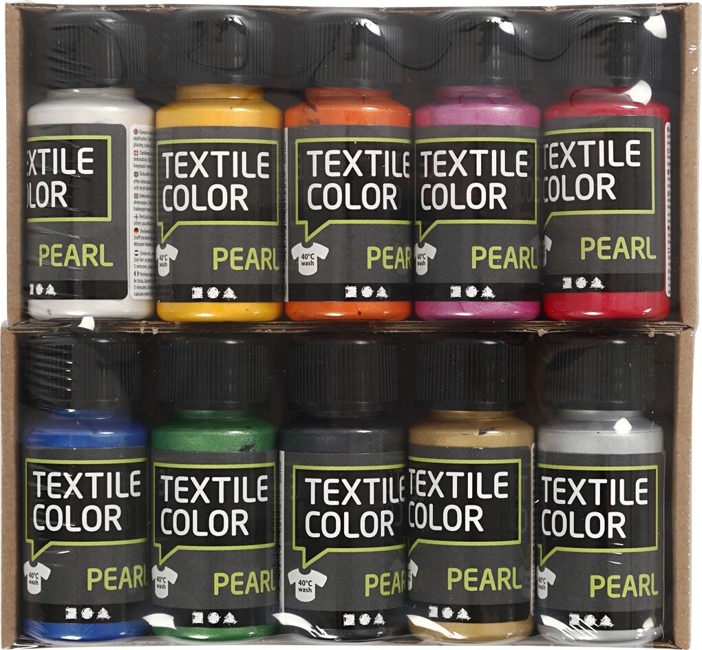 Tekstilmaling Sæt Med 10 Farver - A-Color