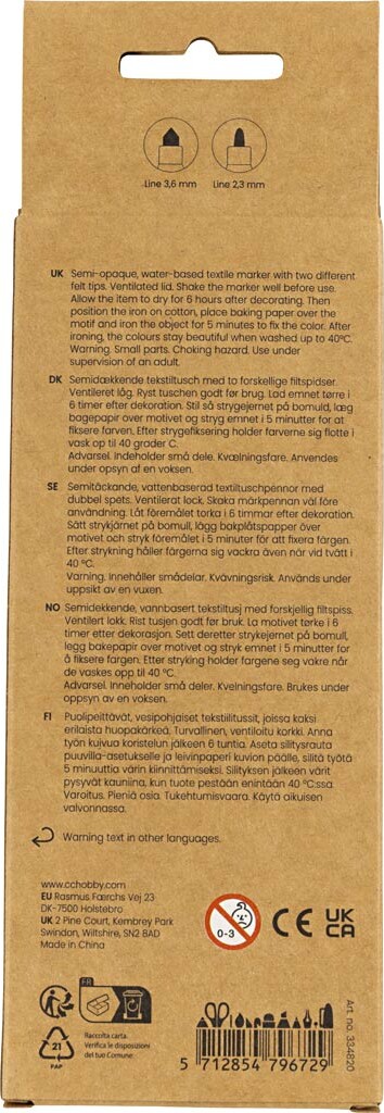 Tekstiltusch - Tykkelse 2 3 3 6 Mm - Sort - 6 Stk