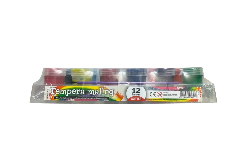 Temperamaling 12 X 20 Ml Pensel Glitter