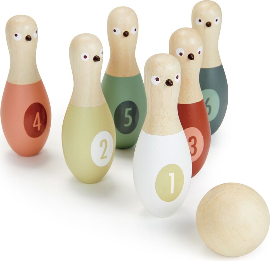 Bowlingsæt Til Børn Med Duekegler - Træ - Tender Leaf
