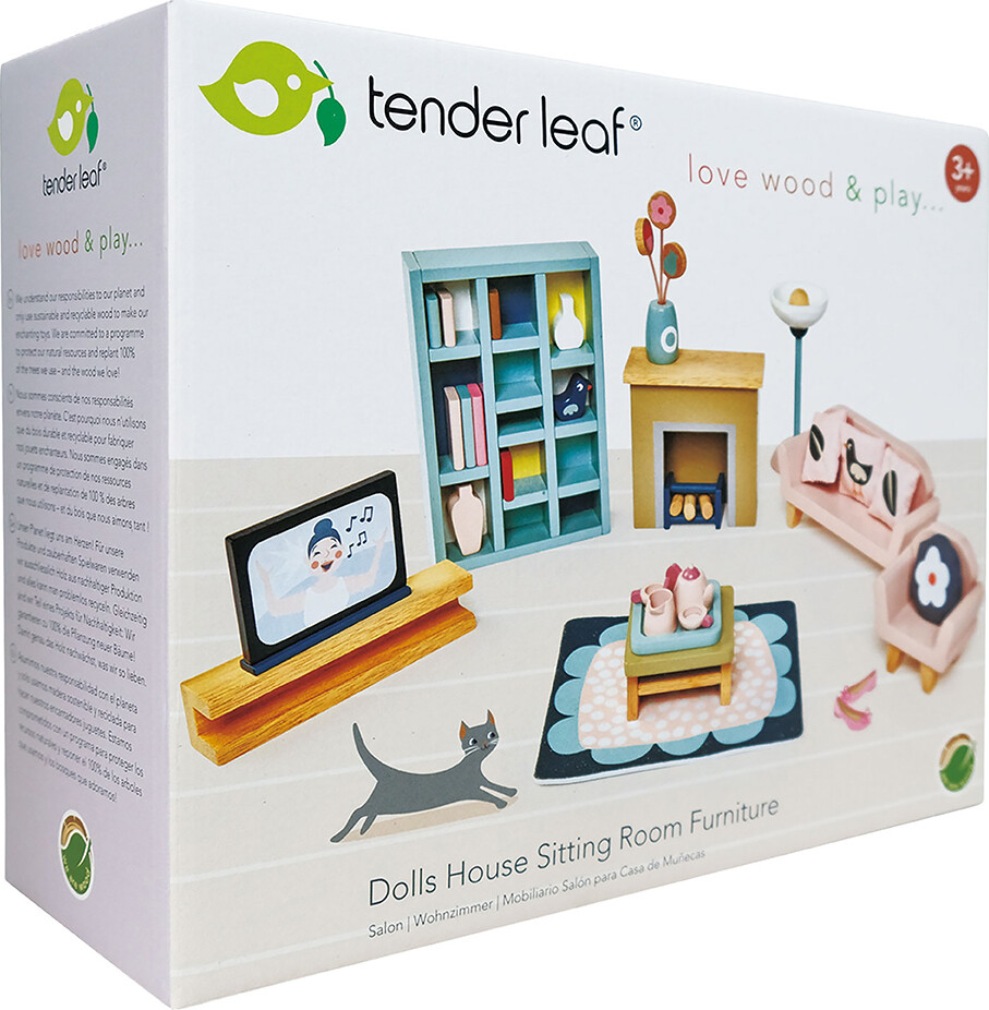 Dukkehus Møbler I Træ - Stue - Tender Leaf