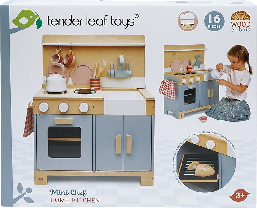 Tender Leaf - Legekøkken Med Tilbehør - Medium - Træ - 16 Dele