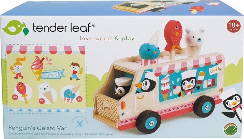 Tender Leaf - Pingvinens Isbil Legetøj I Træ