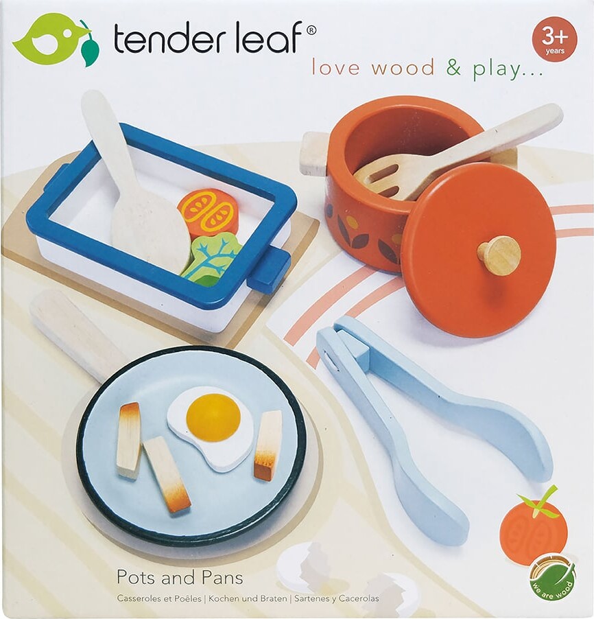 Tender Leaf - Legemad Med Potter Og Pander - Træ - 13 Dele