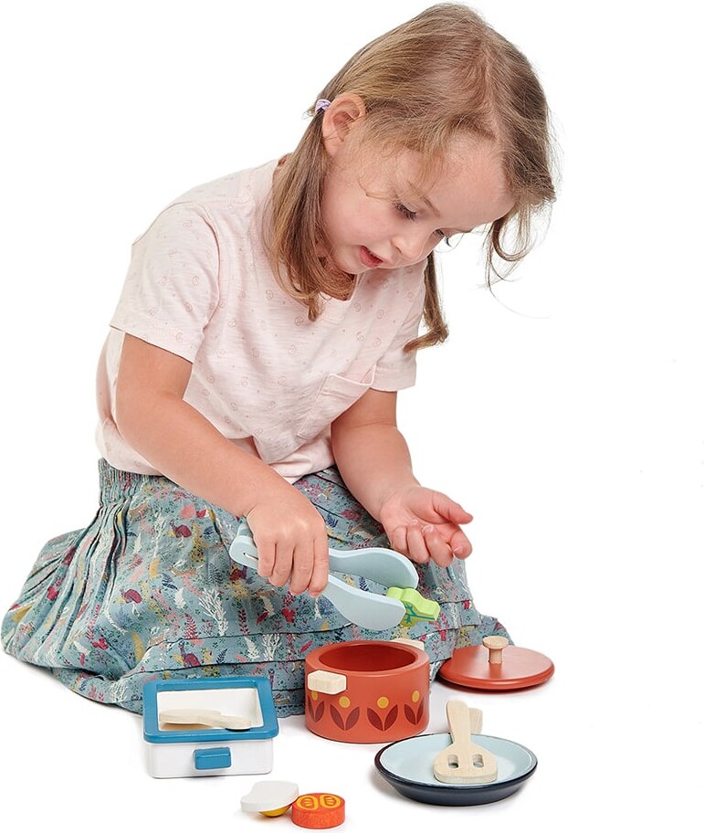 Tender Leaf - Legemad Med Potter Og Pander - Træ - 13 Dele