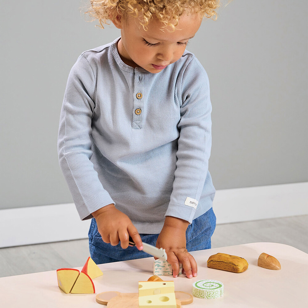 Legemad Og Skærebræt I Træ Med Velcro - Tender Leaf