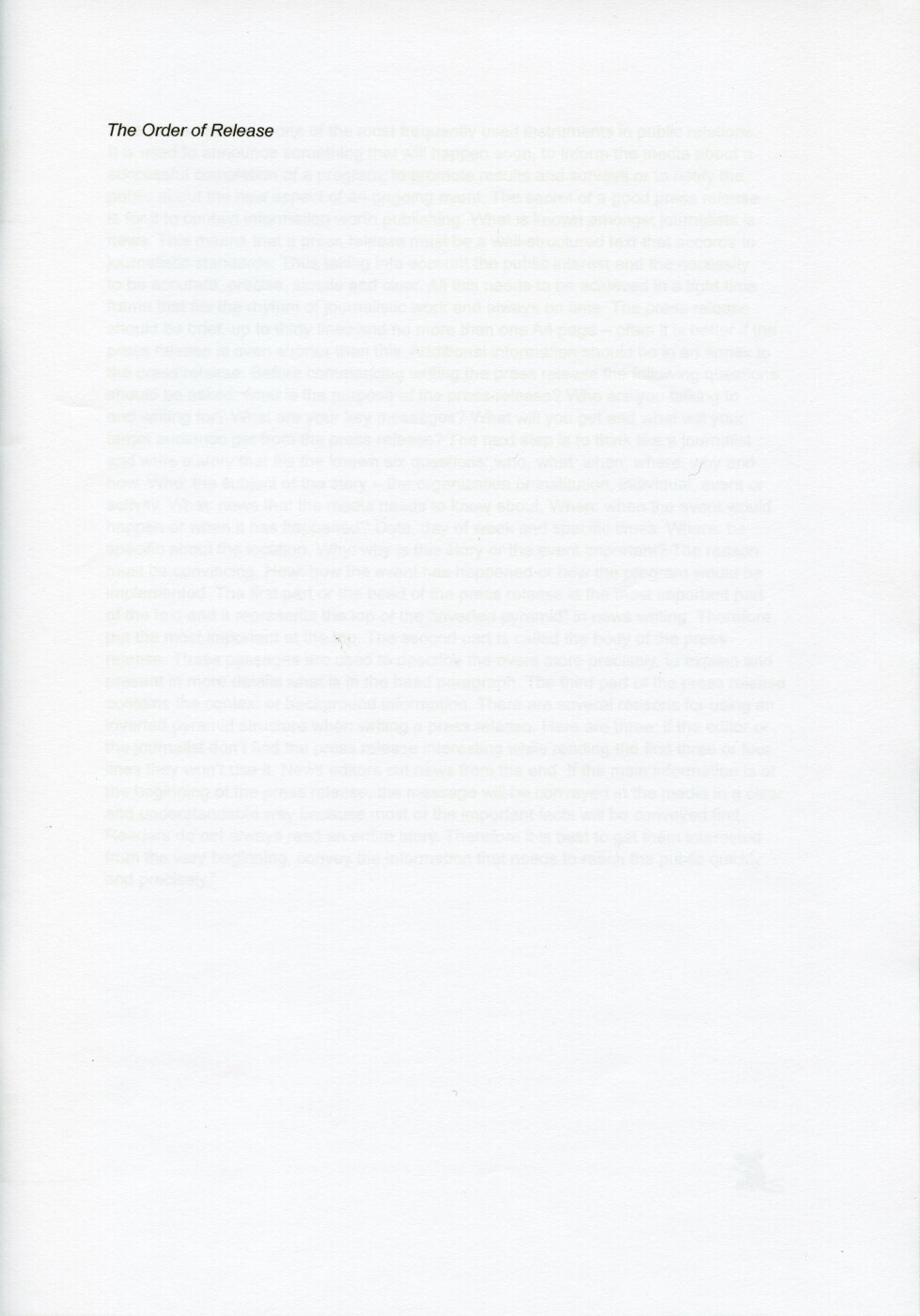 The Order Of Release