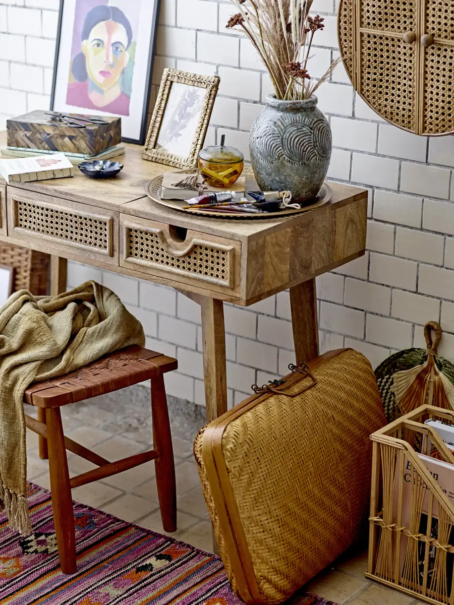 Bloomingville - Thelma Plaid - Gul - Bomuld - 150X125 Cm