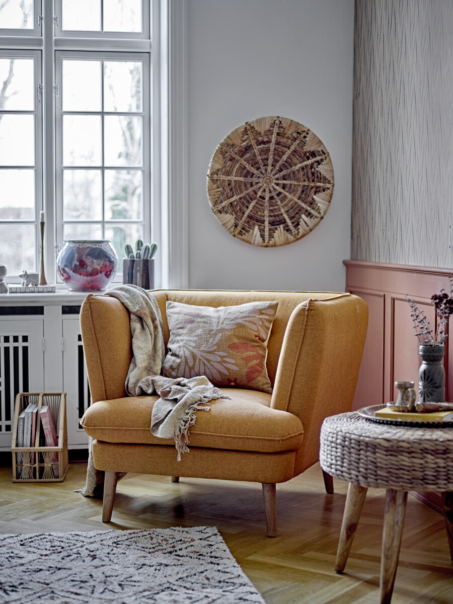 Bloomingville - Thelma Plaid - Gul - Bomuld - 150X125 Cm