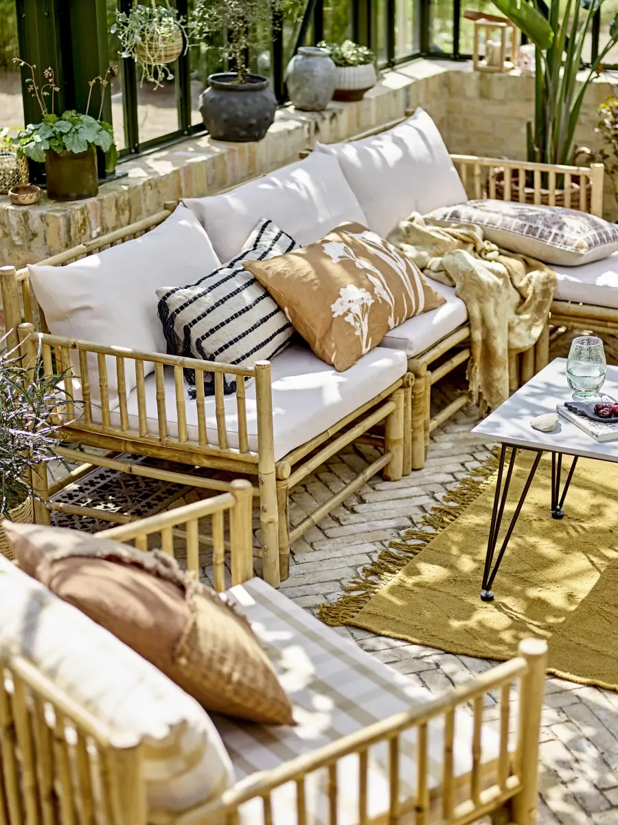 Bloomingville - Thelma Plaid - Gul - Bomuld - 150X125 Cm