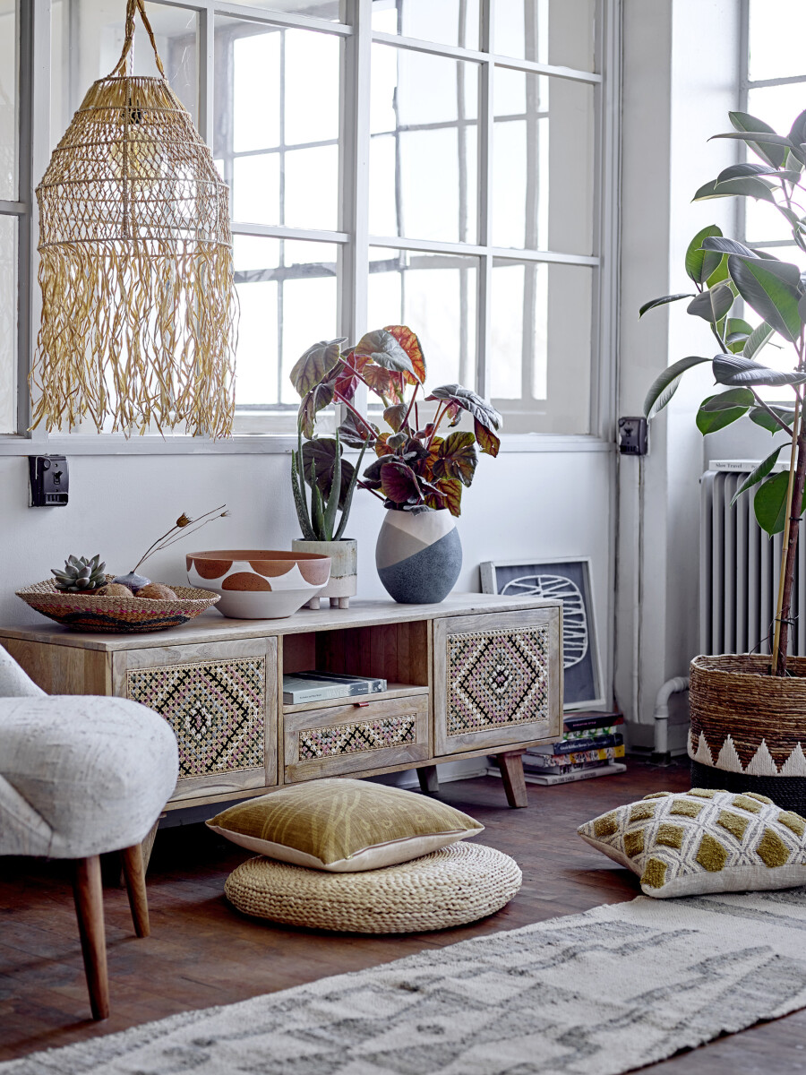 Creative Collection - Thora Pendel Flet Lampe - Natur - Raffia