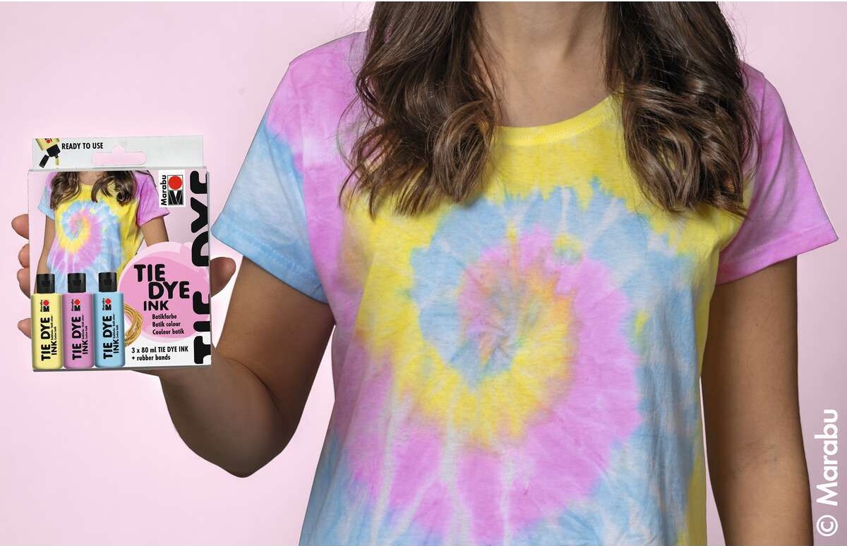 Marabu - Tie Dye Ink Batikfarve Kit - Pastel - 3X80 Ml