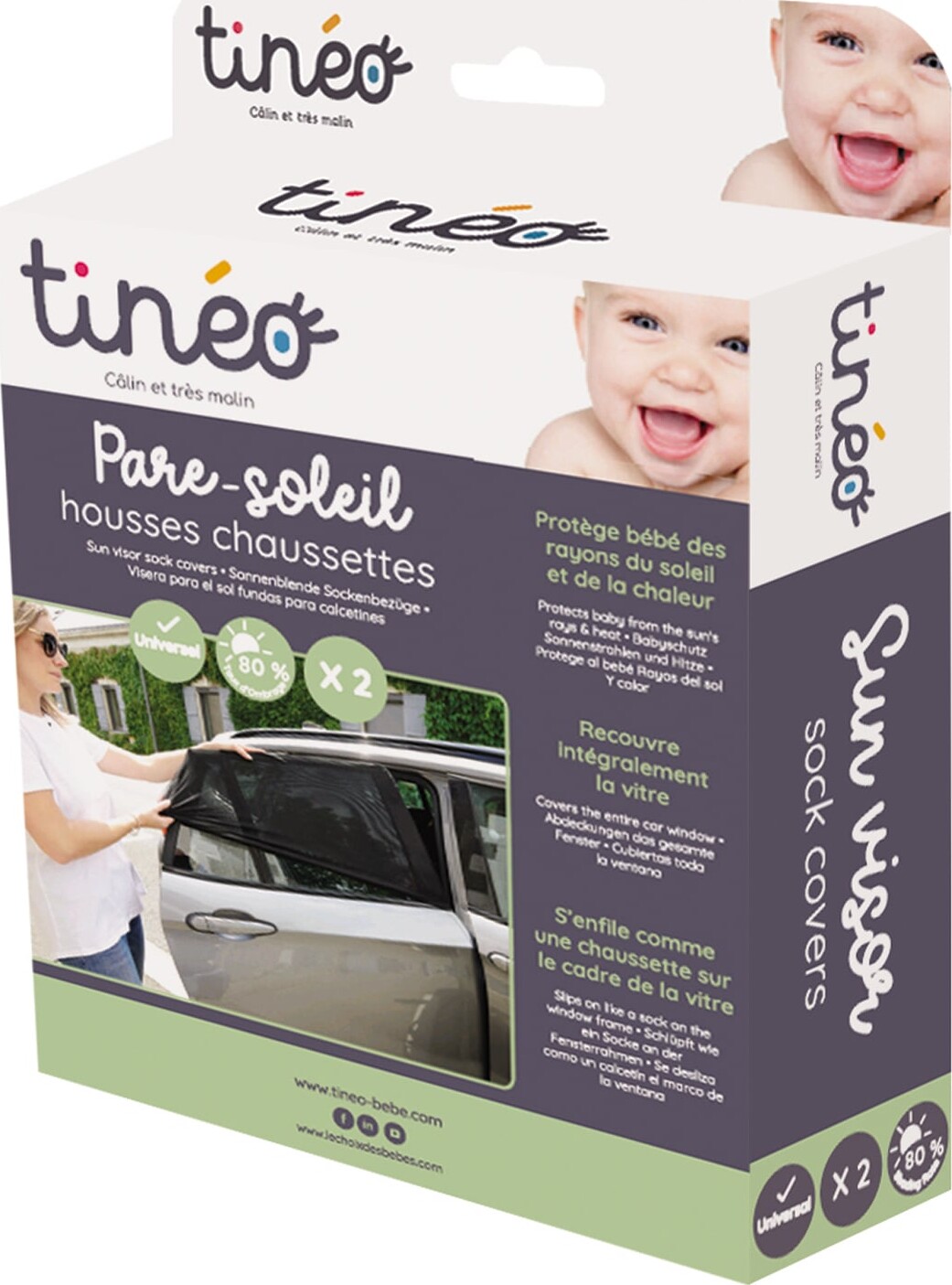Tineo - Solskærm Til Bil - 2-Pak - Universal Fit Max 80 X 110 Cm