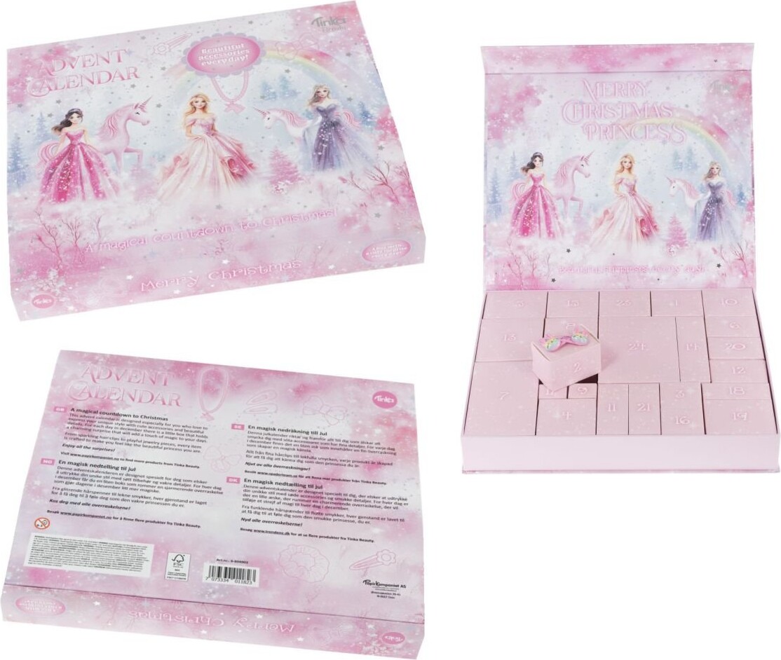 Prinsesse Julekalender Med Accessories Til Børn