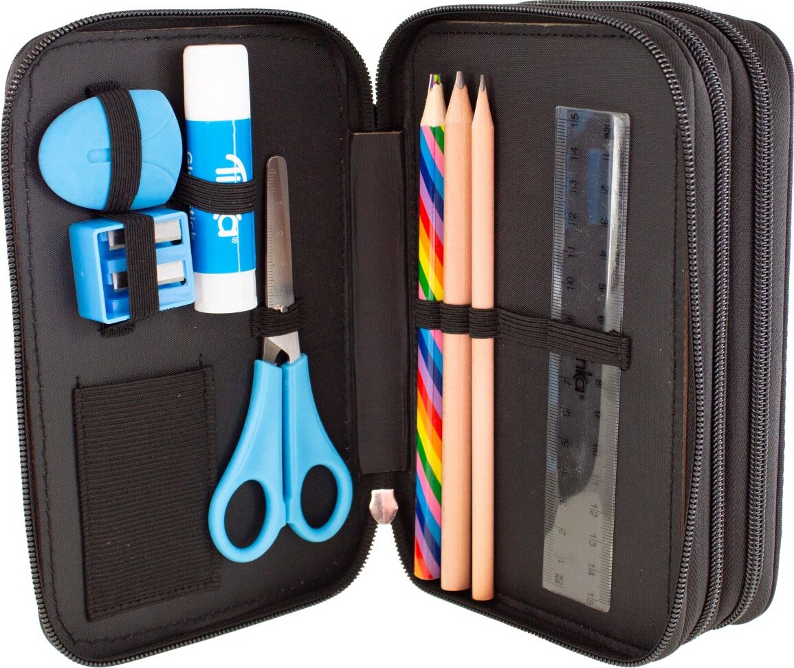 Fodbold Penalhus Med Indhold - Trippel - Sort