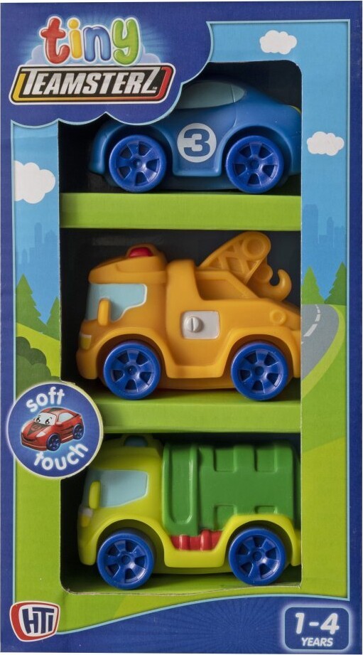 Tiny Teamsterz - Legetøjs Biler - Soft Touch - 3-Pak - Assorteret