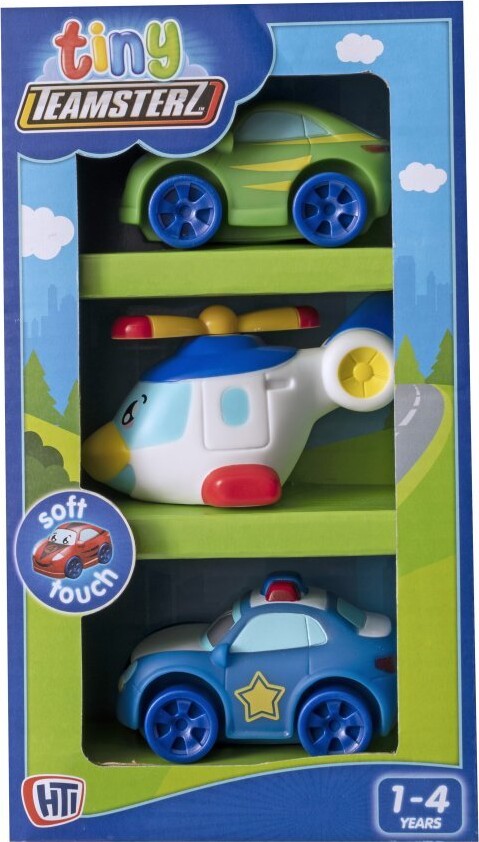 Tiny Teamsterz - Legetøjs Biler - Soft Touch - 3-Pak - Assorteret