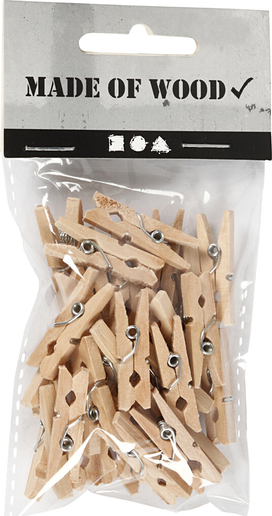 Tøjklemmer - L 30 Mm - B 3 Mm - 30 Stk