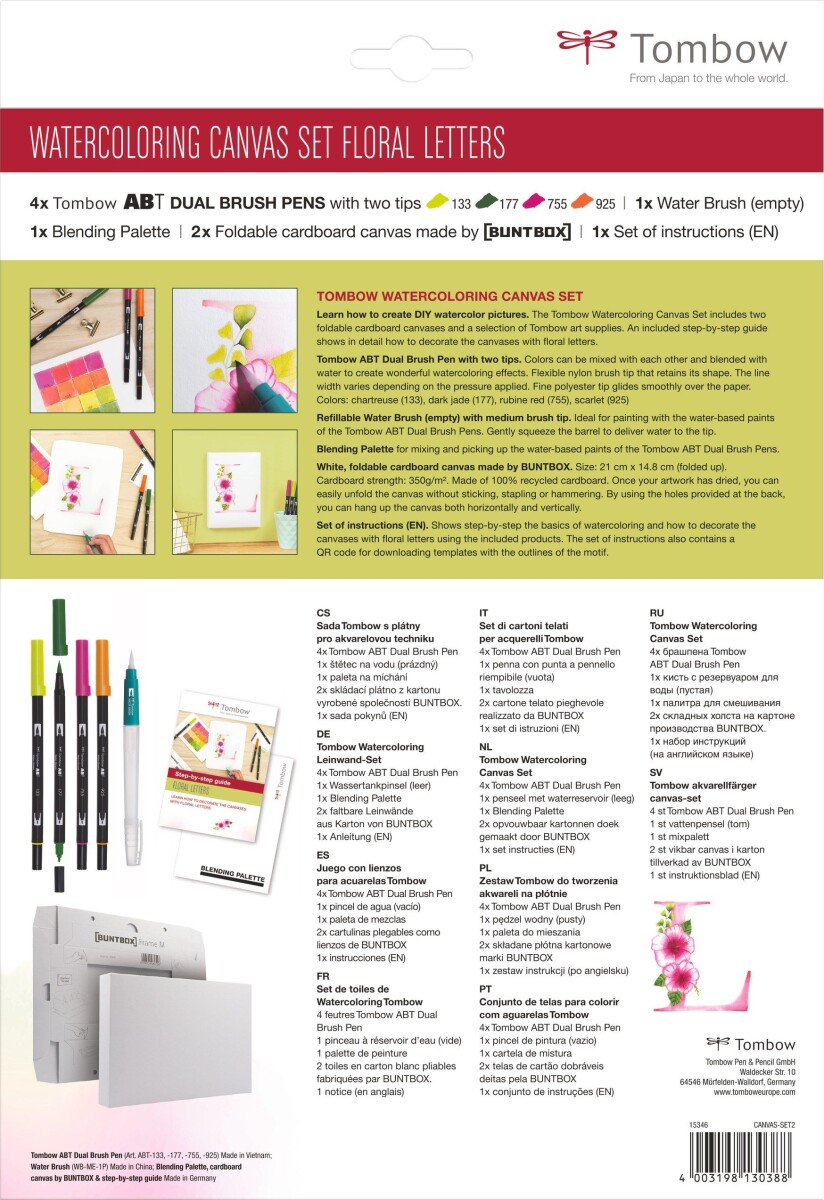 Tombow - Watercoloring Canvas Set Floral Letters