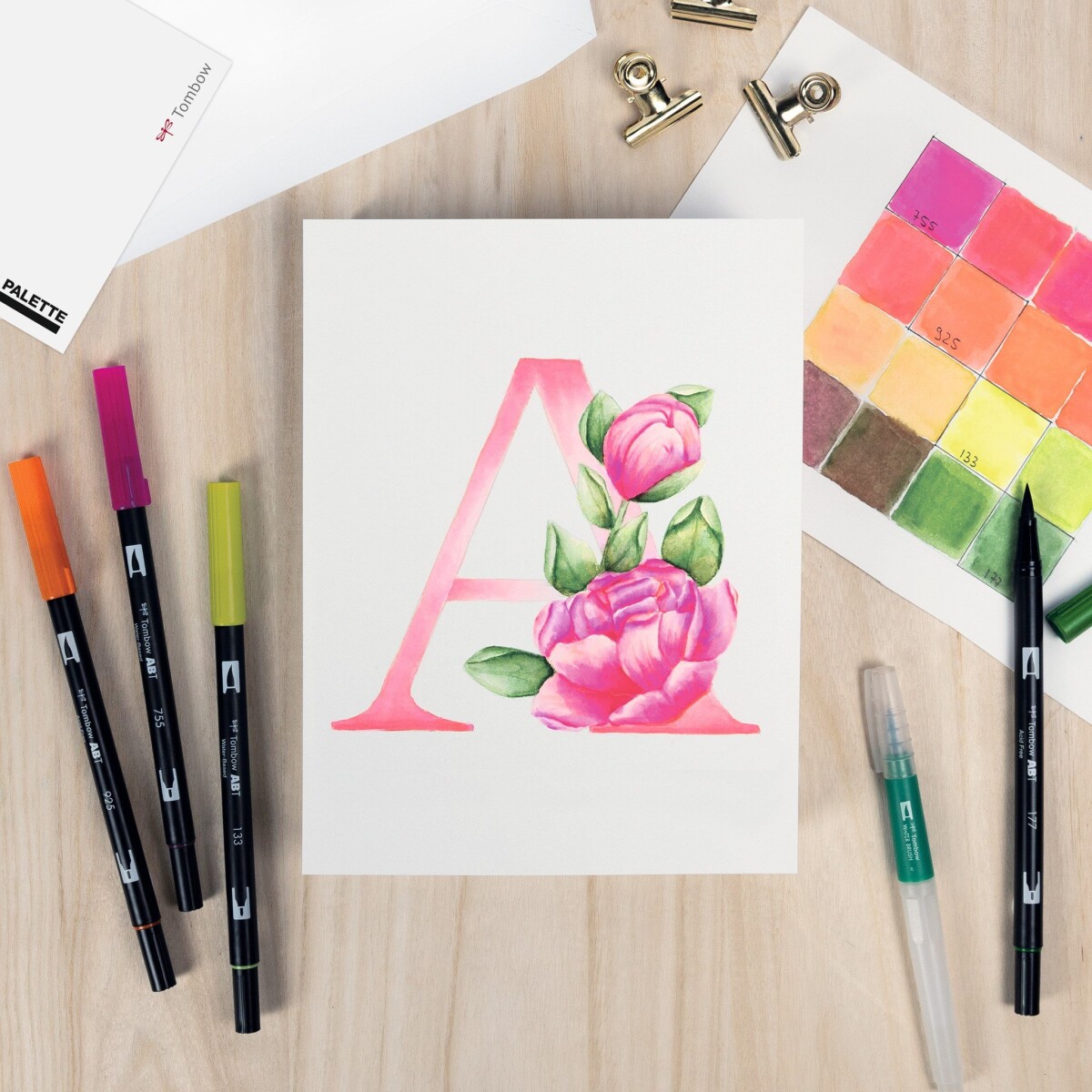 Tombow - Watercoloring Canvas Set Floral Letters