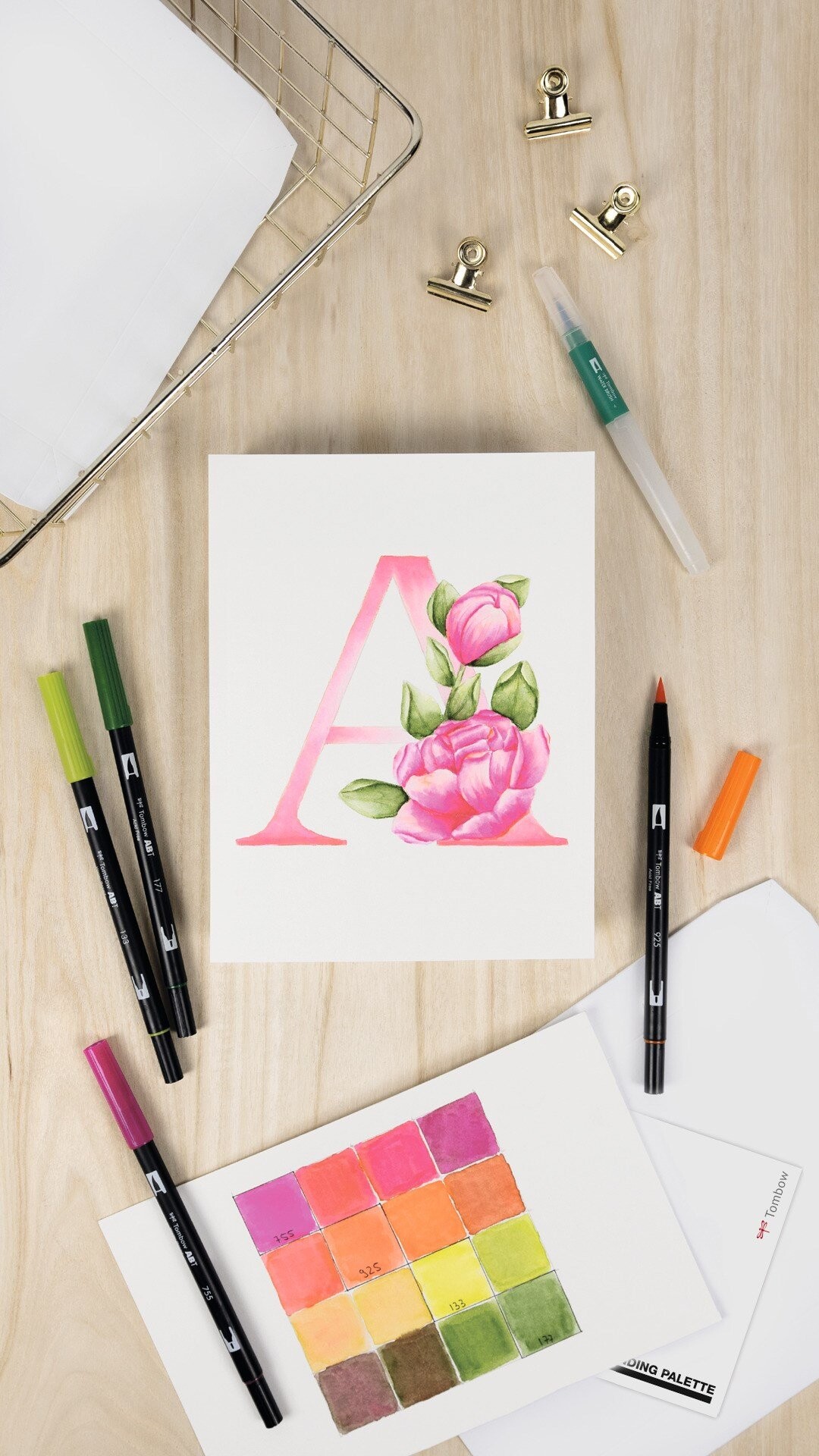 Tombow - Watercoloring Canvas Set Floral Letters