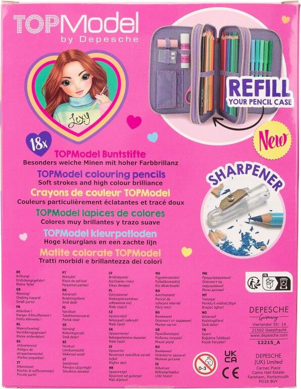 Top Model - Farveblyanter Med Blyantspidser - 18 Farver