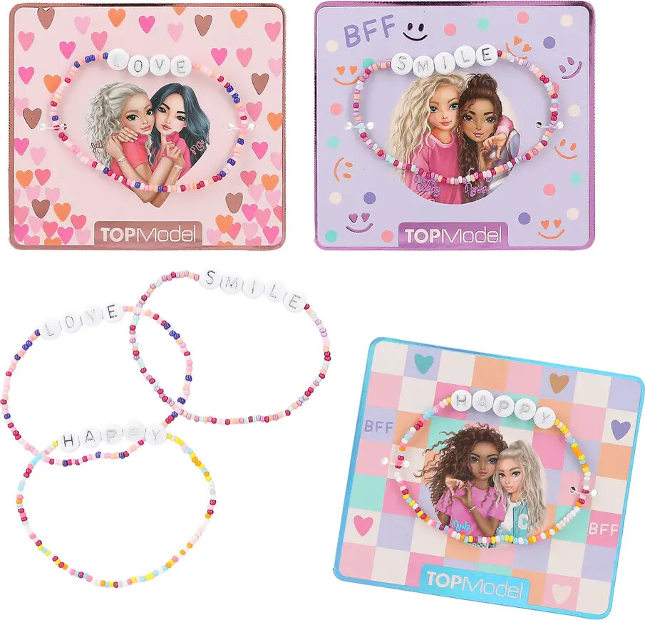 Top Model - Armbånd Med Perler Og Tekst Til Børn - Overraskelse