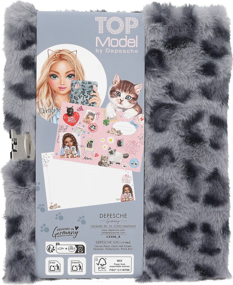 Topmodel - Dagbog Fluffy Mhjertelås Grå