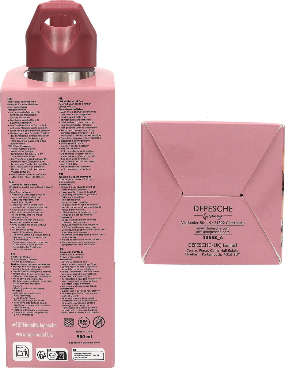 Top Model - Drikkedunk - Leoheart - Pink 500 Ml