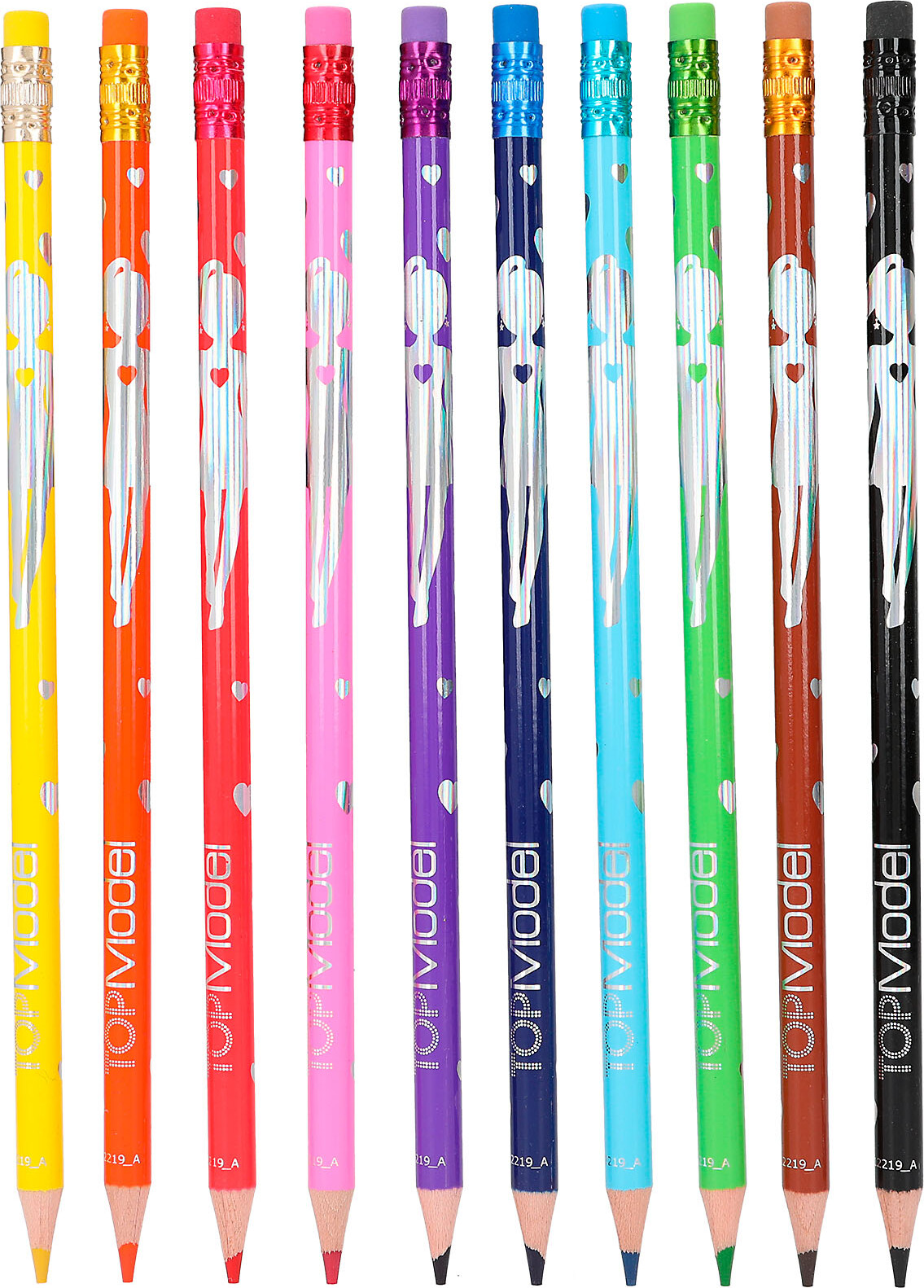 Top Model - Farveblyanter Med Viskelæder - 10 Stk