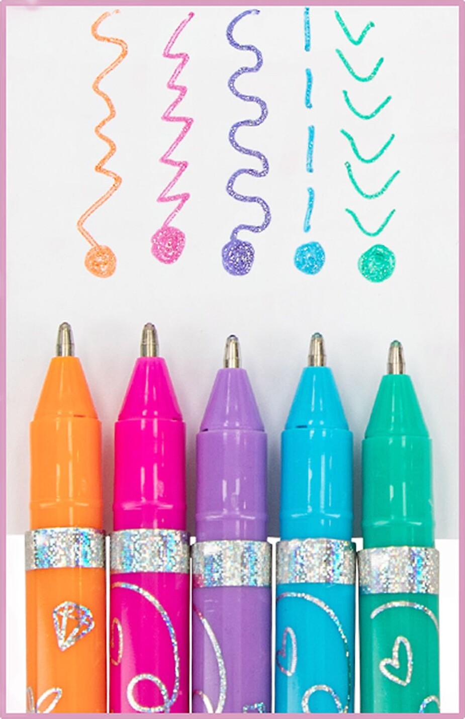 Top Model - Glitter Gel Pen Sæt - Pink Lilla Blå Og Grøn