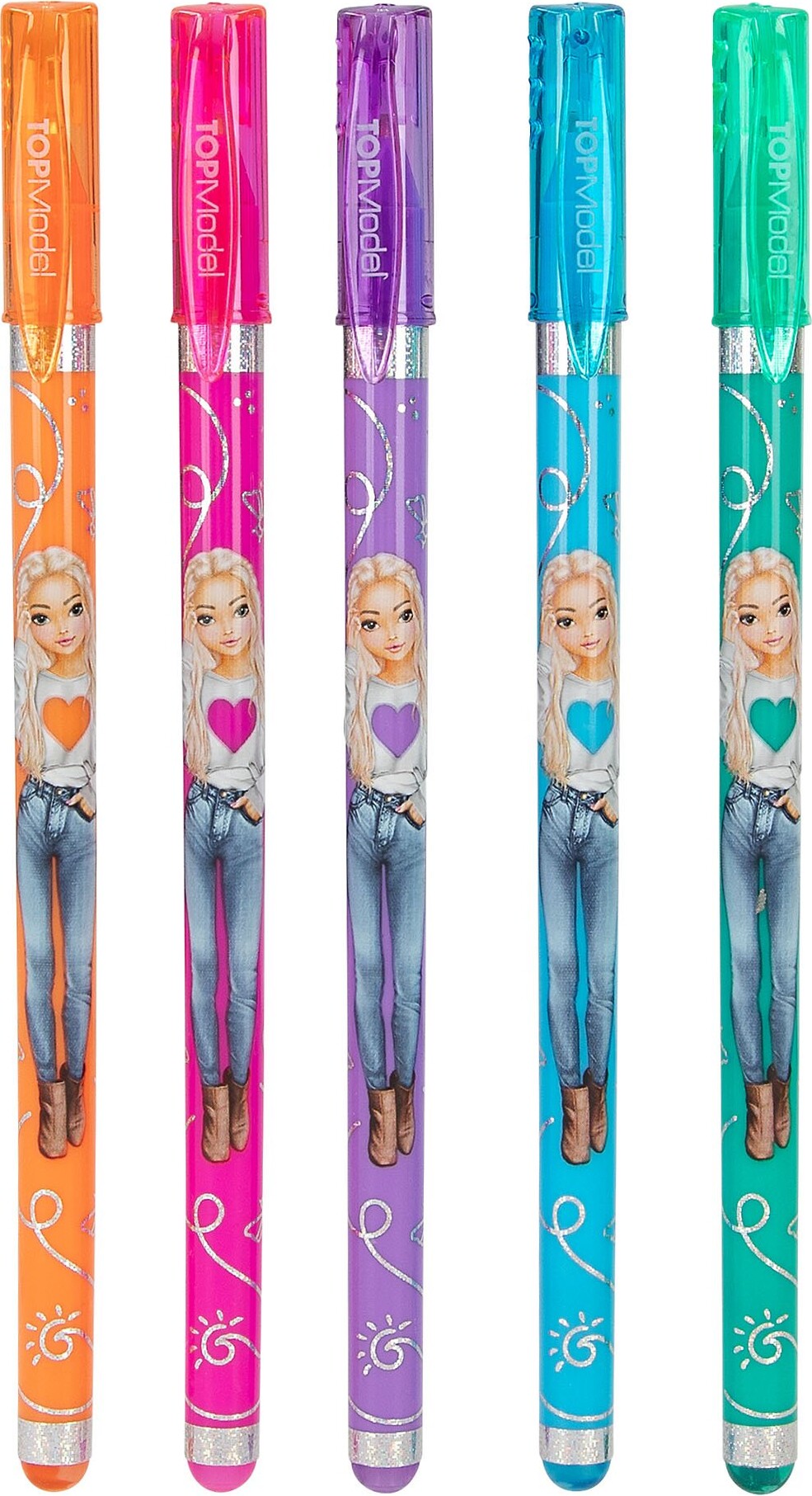 Top Model - Glitter Gel Pen Sæt - Pink Lilla Blå Og Grøn