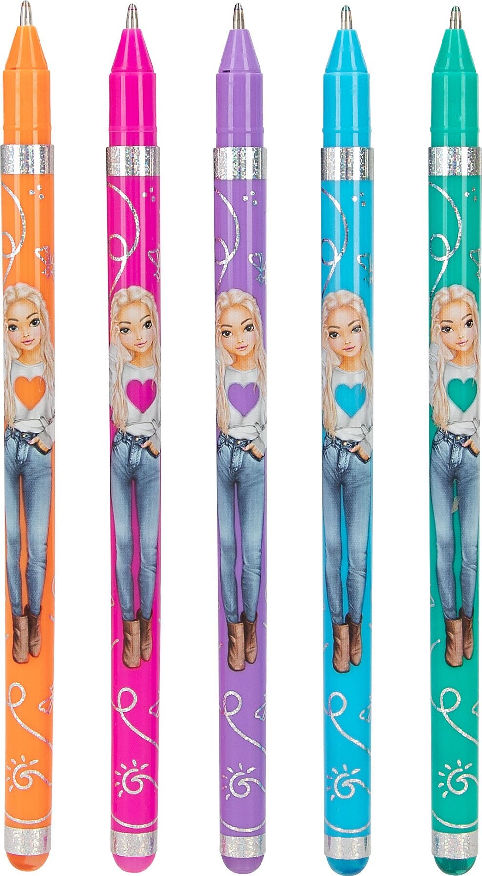 Top Model - Glitter Gel Pen Sæt - Pink Lilla Blå Og Grøn