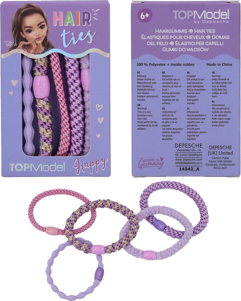 Top Model - Hair Ties - Hårelastikker Til Børn - 5-Pak - Assorteret