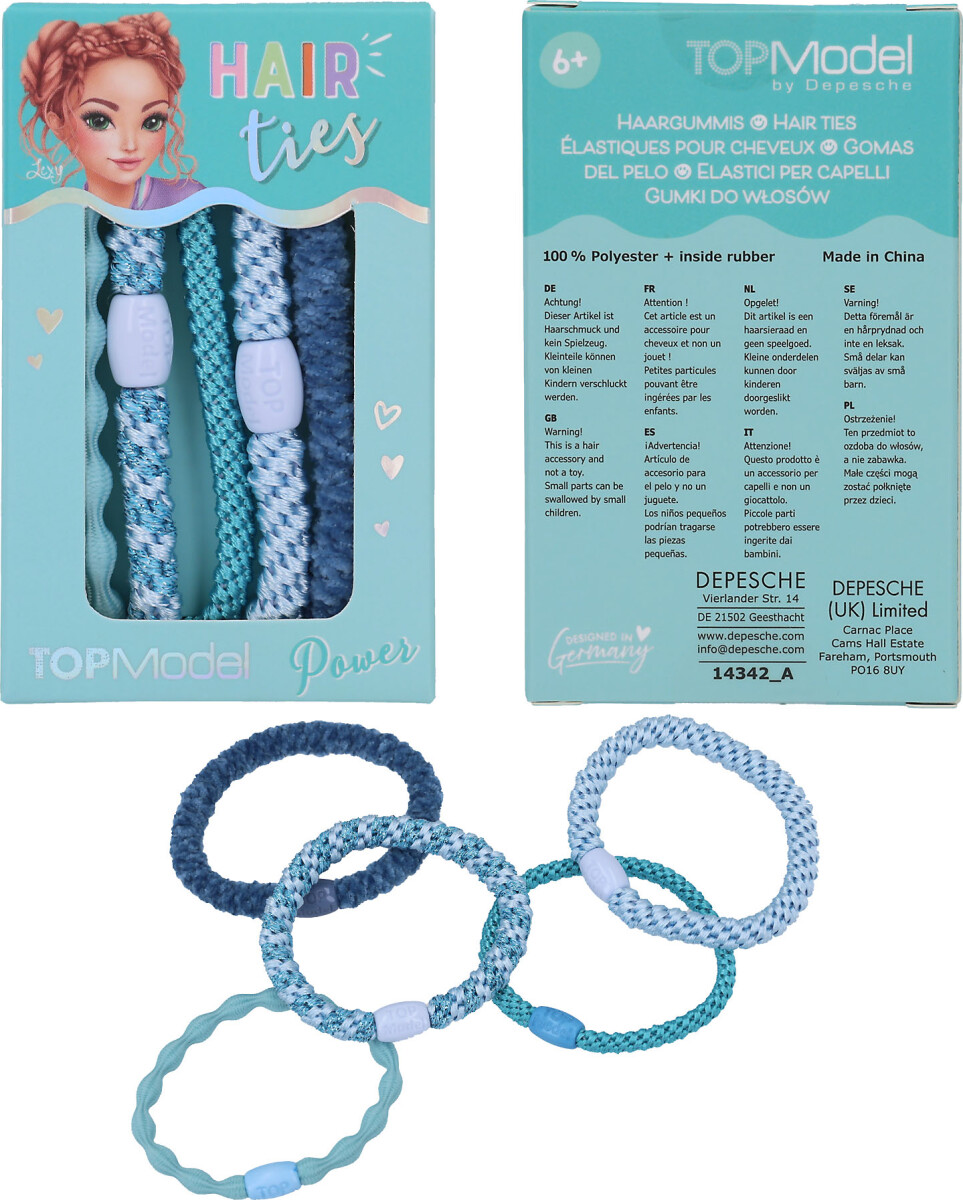 Top Model - Hair Ties - Hårelastikker Til Børn - 5-Pak - Assorteret
