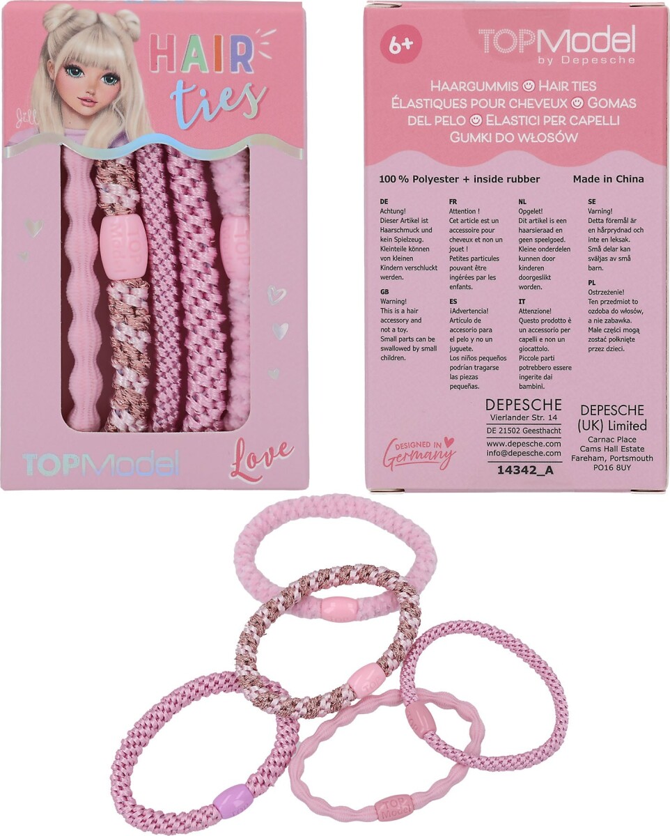 Top Model - Hair Ties - Hårelastikker Til Børn - 5-Pak - Assorteret