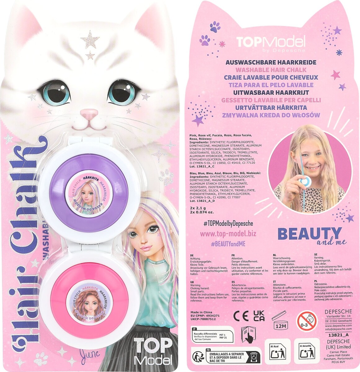 Top Model - Hårkridt Sæt Til Børn - Lilla Og Pink Eller Pink Og Blå