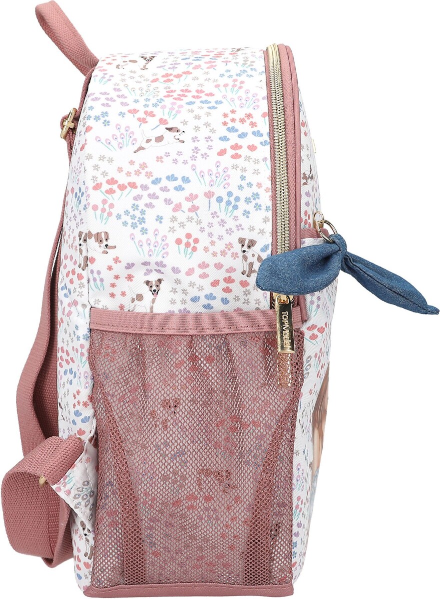 Depesche 12926 TOPModel Velo Fleur, shoulder bag in white and blue, with pattern and floral pattern, handbag with multicoloured bow