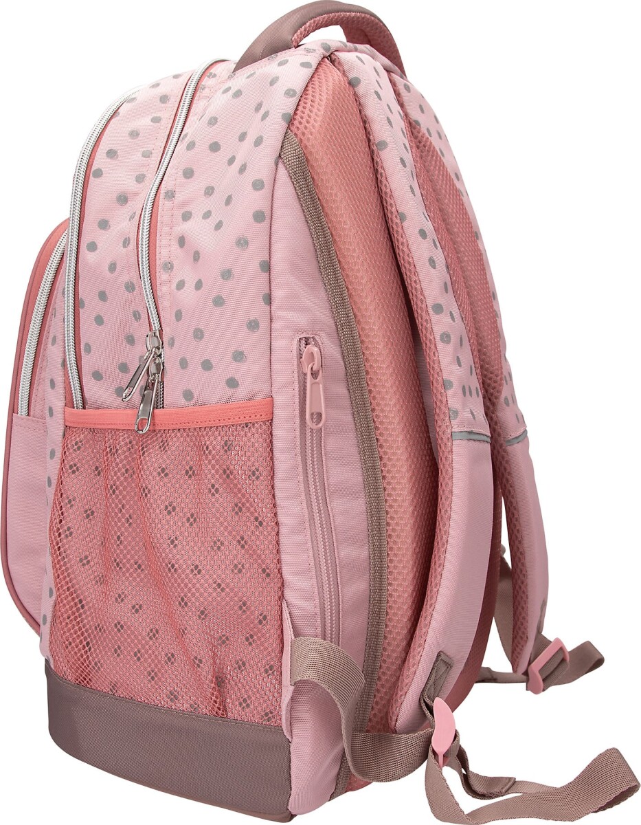 Top Model - Skoletaske - Dots - Rosa Med Grå Prikker