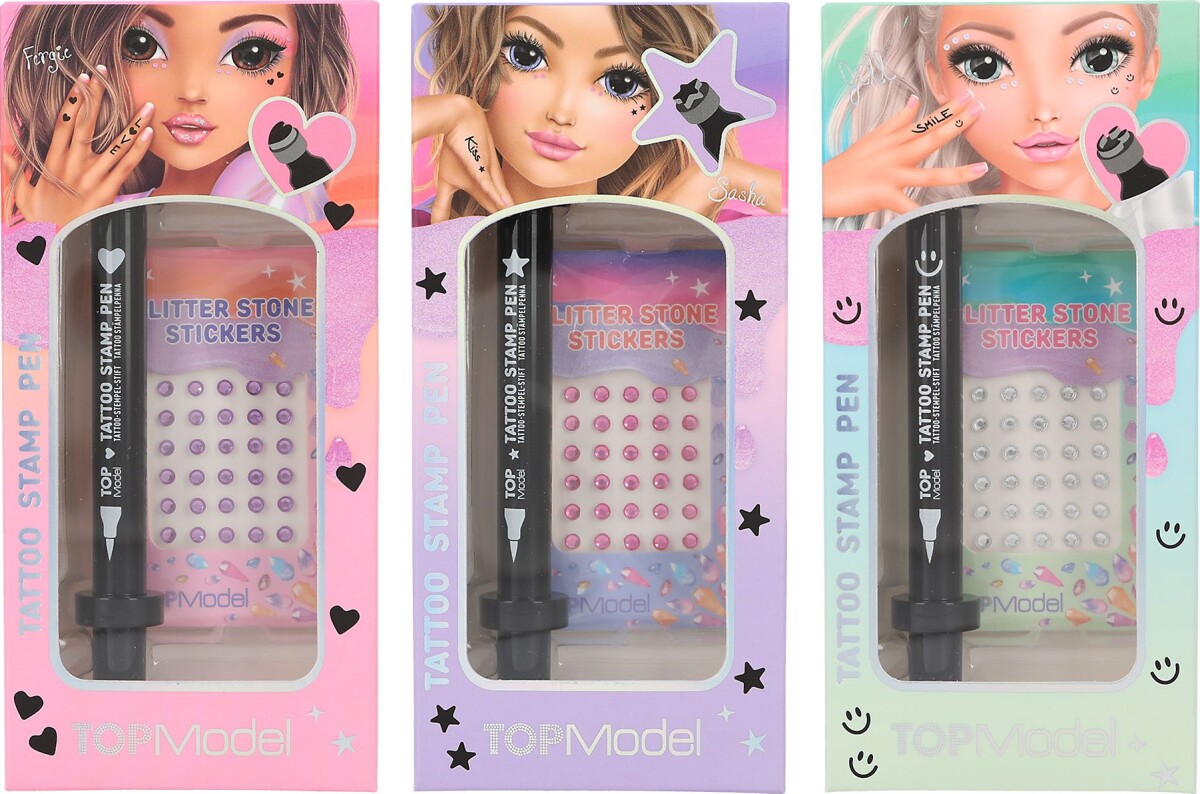 Top Model - Tattoo Pen Med Glitter Sten - Beauty And Me